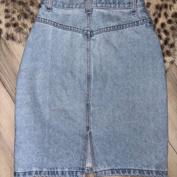 Vintage Staff Travel Jean Pencil Skirt Sz 26 - Picture 7 of 7